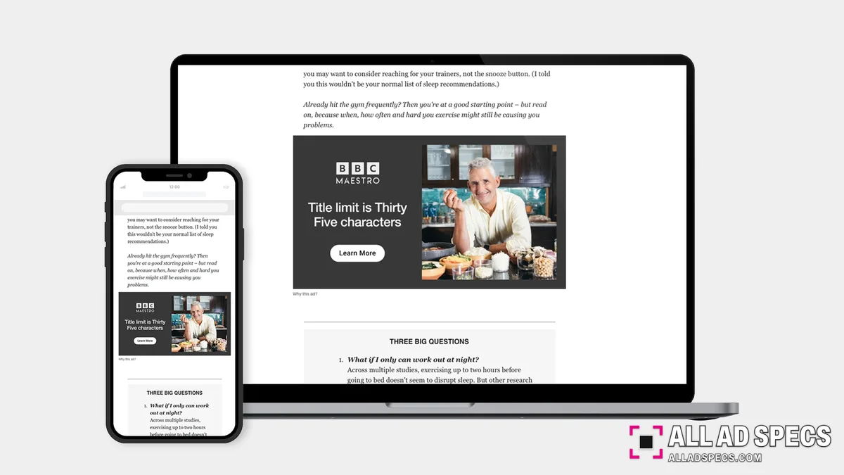 Official example of a BBC Newsletter Canvas ad, from advertising.bbcstudios.com